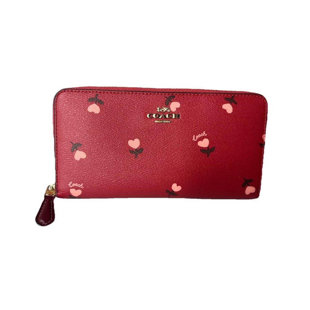 Coach Accordion Zip Wallet Heart‎ Floral Print